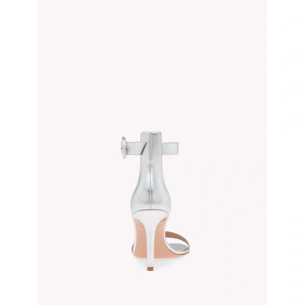 Gianvito Rossi Portofino 85 Sandals in Silver Nappa, view 4 | Sandals