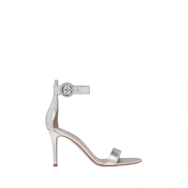 Gianvito Rossi Portofino 85 Sandals in Silver Nappa | Sandals
