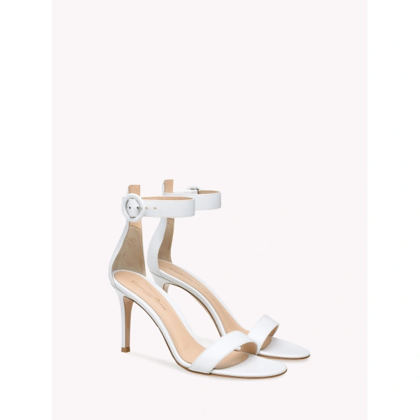 Gianvito Rossi Portofino 85 Sandals in White Nappa, view 2 | Sandals