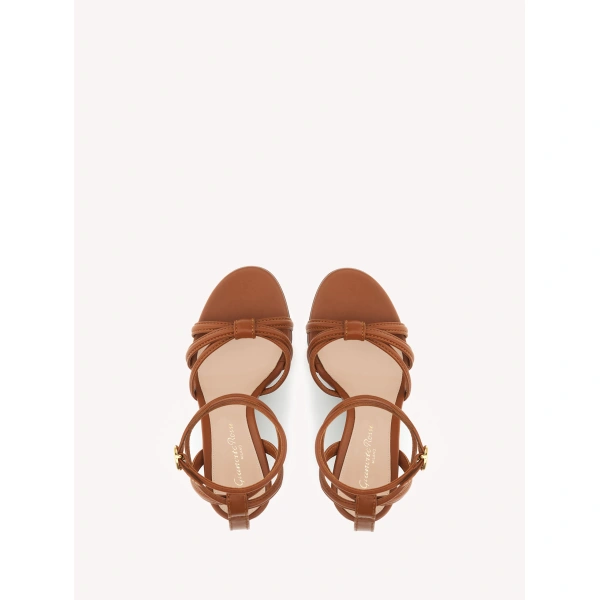 Gianvito Rossi Rabat Wedge Sandals in Brown Leather, view 3 | Wedges