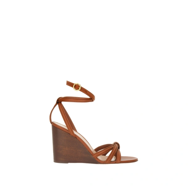 Gianvito Rossi Rabat Wedge Sandals in Brown Leather | Wedges
