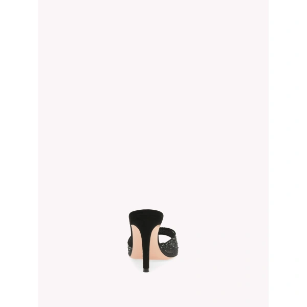 Gianvito Rossi Rania 85 Mules in Black Organza, view 4 | Mules