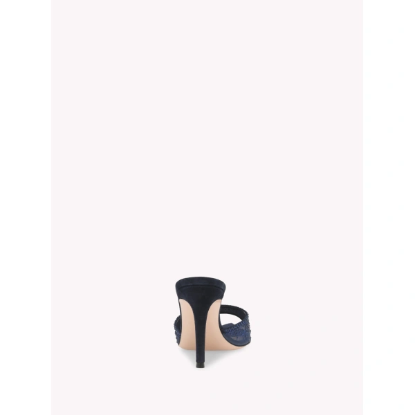 Gianvito Rossi Rania 85 Mules in Blue Organza, view 4 | Mules