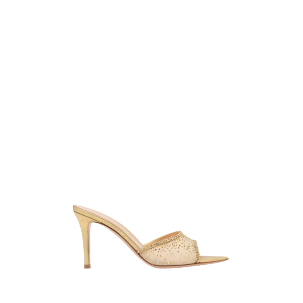 Gianvito Rossi Rania 85 Mules in Gold Organza | Mules