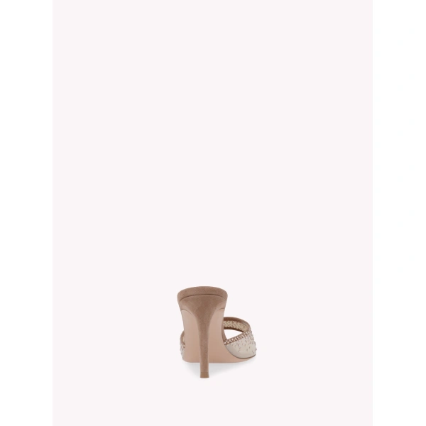 Gianvito Rossi Rania 85 Mules in Pink Organza, view 4 | Mules