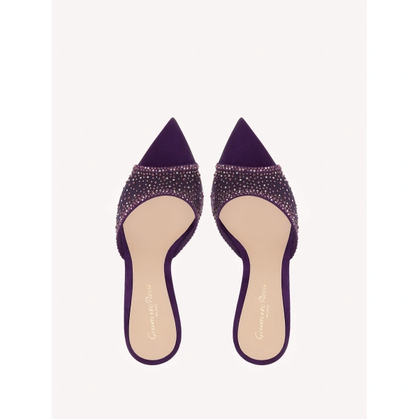 Gianvito Rossi Rania 85 Mules in Purple Organza, view 3 | Mules