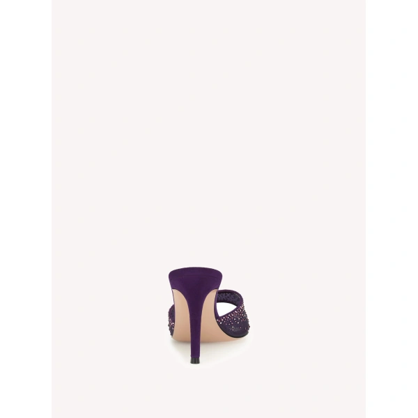 Gianvito Rossi Rania 85 Mules in Purple Organza, view 4 | Mules