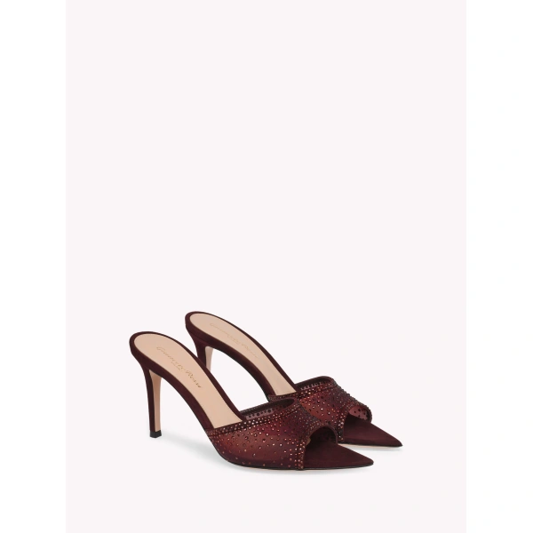 Gianvito Rossi Rania 85 Mules in Red Organza, view 2 | Mules