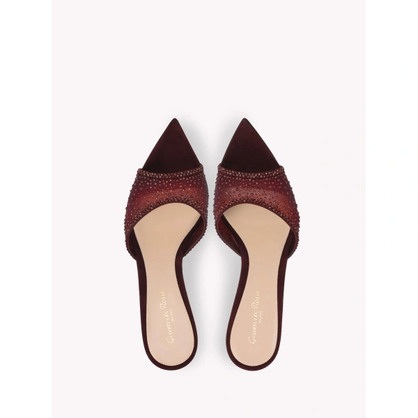 Gianvito Rossi Rania 85 Mules in Red Organza, view 3 | Mules