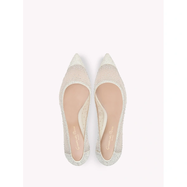 Gianvito Rossi Rania 85 Pumps in Off White Organza, view 3 | Pumps