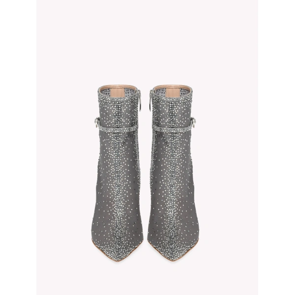 Gianvito Rossi Rania Ankle Boots in Grey Organza, view 3 | Ankle Boots