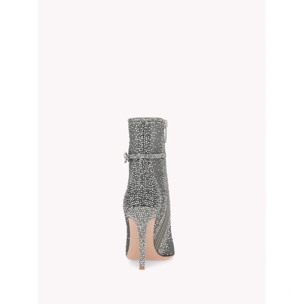 Gianvito Rossi Rania Ankle Boots in Grey Organza, view 4 | Ankle Boots