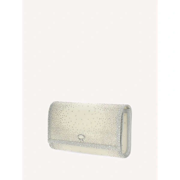 Gianvito Rossi Rania Clutch in Ivory and Silver, view 2 | Clutch Bags