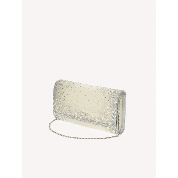 Gianvito Rossi Rania Clutch in Ivory and Silver, view 4 | Clutch Bags