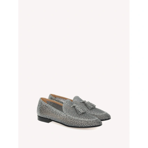 Gianvito Rossi Rania Loafers in Grey Organza, view 2 | Loafers