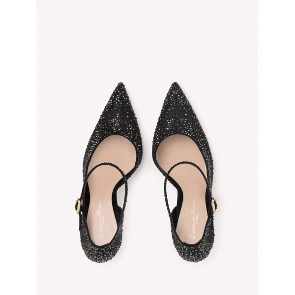 Gianvito Rossi Rania Mary Janes in Black Organza, view 3 | Pumps
