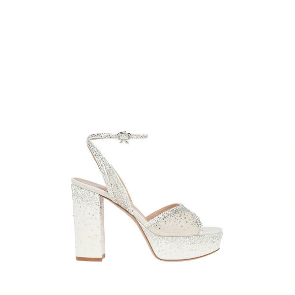 Gianvito Rossi Rania Platform Sandals in Off White Organza | Sandals