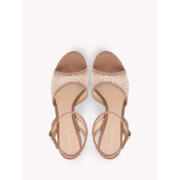 Gianvito Rossi Rania Platform Sandals in Pink Organza, view 3 | Sandals