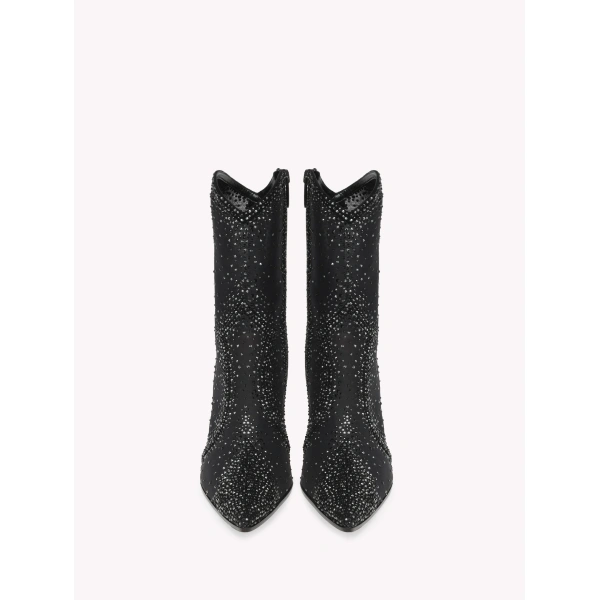 Gianvito Rossi Rania West Ankle Boots in Black Organza, view 3 | Ankle Boots