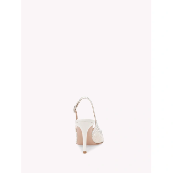 Gianvito Rossi Regina 85 Slingbacks in Off White Organza, view 4 | Slingbacks