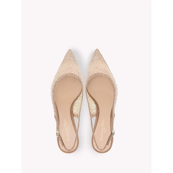 Gianvito Rossi Regina Slingbacks in Pink Organza, view 3 | Slingbacks