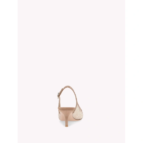Gianvito Rossi Regina Slingbacks in Pink Organza, view 4 | Slingbacks