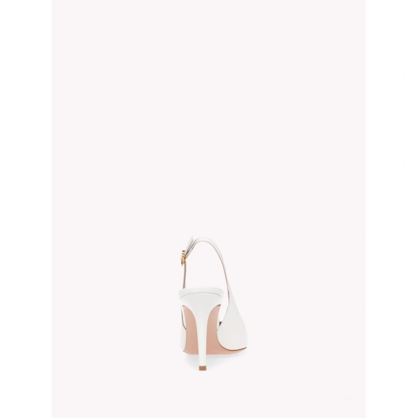 Gianvito Rossi Ribbon 85 Slingbacks in White Nappa, view 4 | Slingbacks