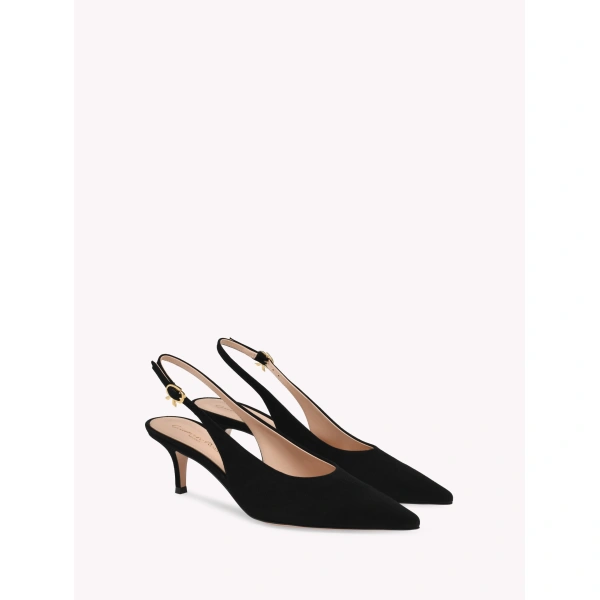 Gianvito Rossi Robbie 55 Slingbacks in Black Suede, view 2 | Slingbacks
