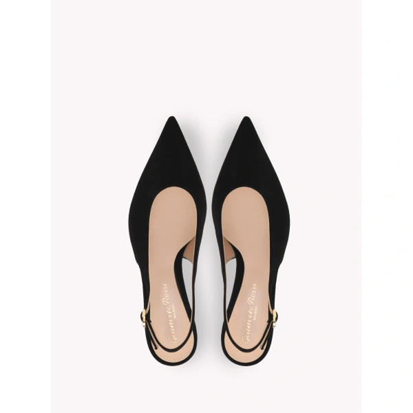 Gianvito Rossi Robbie 55 Slingbacks in Black Suede, view 3 | Slingbacks