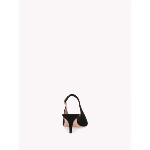 Gianvito Rossi Robbie 55 Slingbacks in Black Suede, view 4 | Slingbacks