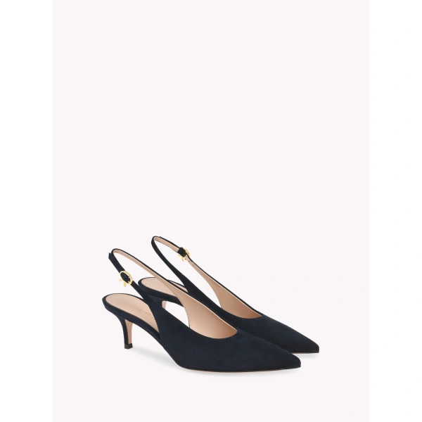 Gianvito Rossi Robbie 55 Slingbacks in Denim Suede, view 2 | Slingbacks