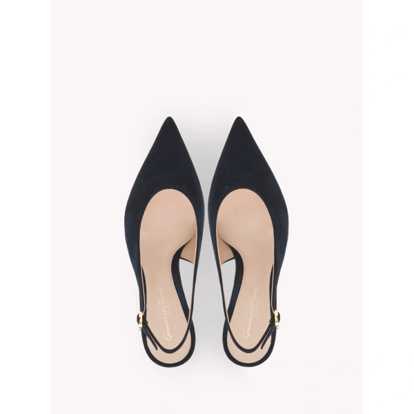 Gianvito Rossi Robbie 55 Slingbacks in Denim Suede, view 3 | Slingbacks