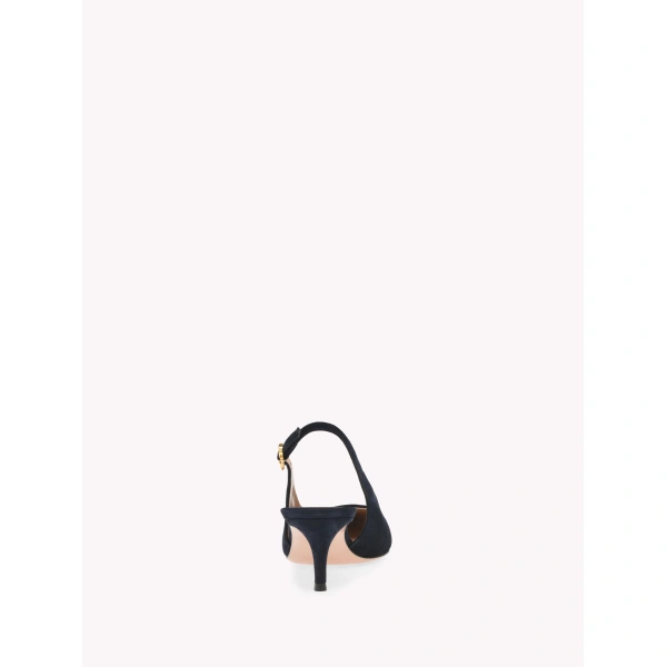 Gianvito Rossi Robbie 55 Slingbacks in Denim Suede, view 4 | Slingbacks