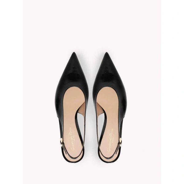 Gianvito Rossi Robbie Slingbacks in Black Glossy Nappa, view 3 | Slingbacks