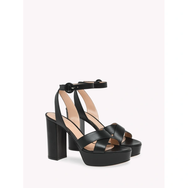 Gianvito Rossi Sabrina Platform Sandals in Black Nappa, view 2 | Sandals
