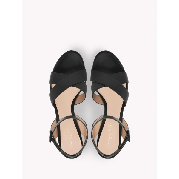 Gianvito Rossi Sabrina Platform Sandals in Black Nappa, view 3 | Sandals