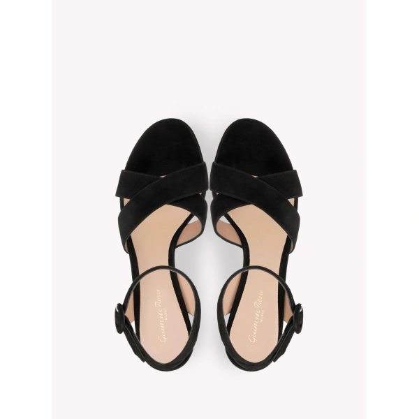Gianvito Rossi Sabrina Platform Sandals in Black Suede, view 3 | Sandals