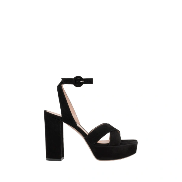 Gianvito Rossi Sabrina Platform Sandals in Black Suede | Sandals