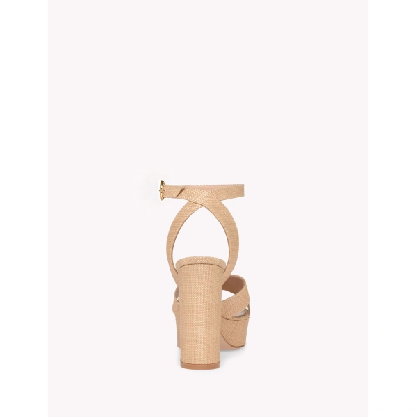 Gianvito Rossi Sabrina Platform Sandals in Brown Fabric, view 4 | Sandals