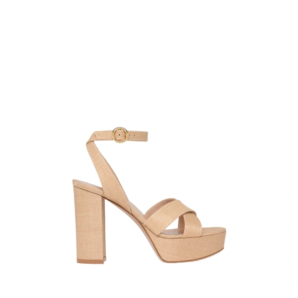 Gianvito Rossi Sabrina Platform Sandals in Brown Fabric | Sandals