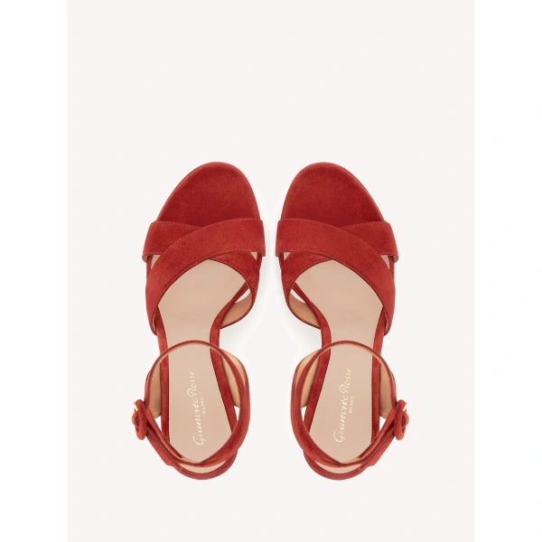 Gianvito Rossi Sabrina Platform Sandals in Orange Suede, view 3 | Sandals
