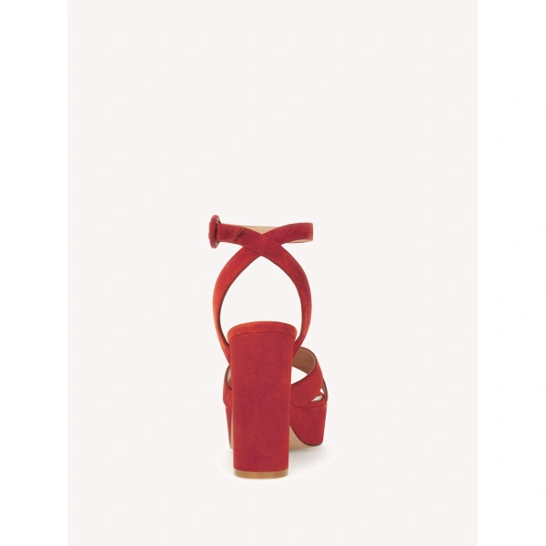 Gianvito Rossi Sabrina Platform Sandals in Orange Suede, view 4 | Sandals
