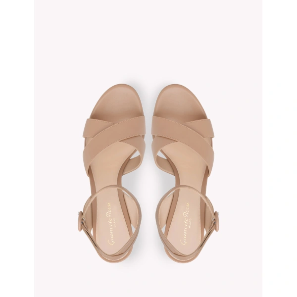 Gianvito Rossi Sabrina Platform Sandals in Praline Nappa, view 3 | Sandals