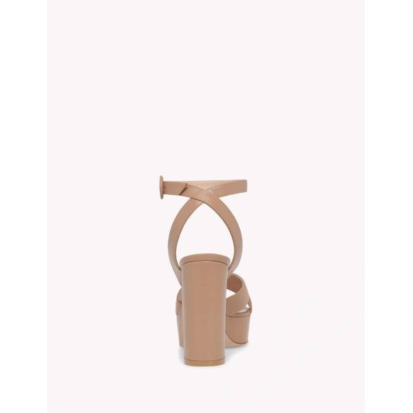 Gianvito Rossi Sabrina Platform Sandals in Praline Nappa, view 4 | Sandals