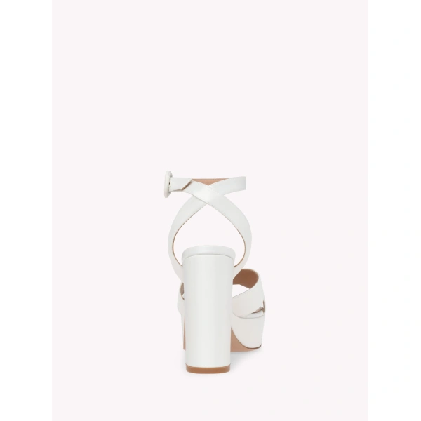 Gianvito Rossi Sabrina Platform Sandals in White Satin, view 4 | Sandals