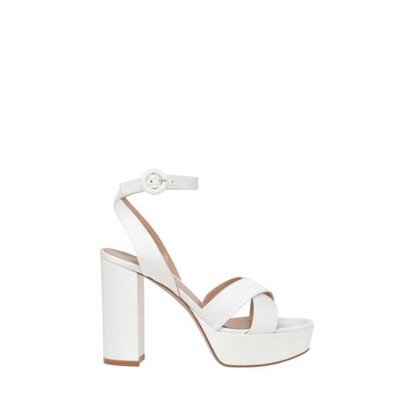 Gianvito Rossi Sabrina Platform Sandals in White Satin | Sandals
