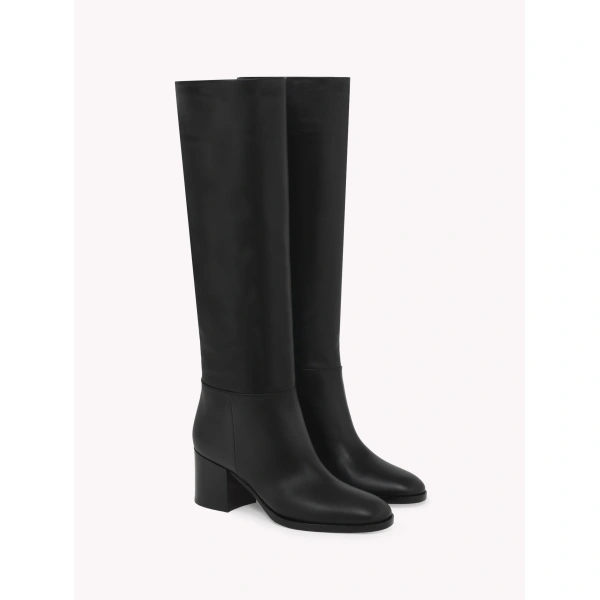 Gianvito Rossi Santiago 60 Knee-High Boots in Black Leather, view 2 | Knee-High Boots