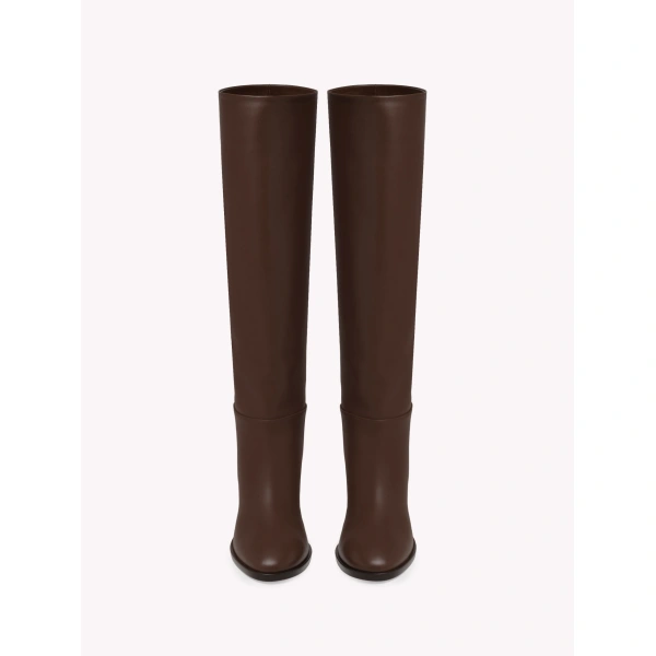 Gianvito Rossi Santiago 60 Knee-High Boots in Brown Leather, view 3 | Knee-High Boots