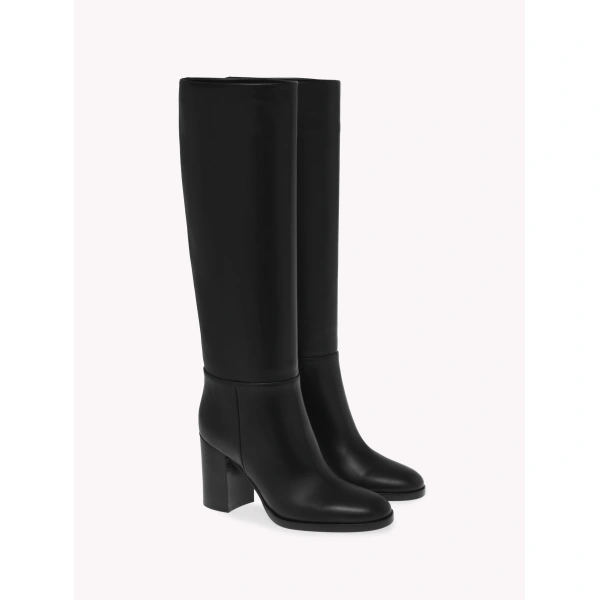 Gianvito Rossi Santiago Knee-High Boots in Black Leather, view 2 | Knee-High Boots