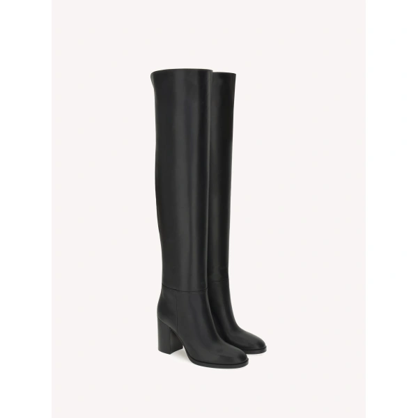 Gianvito Rossi Santiago Over-the-Knee Boots in Black Leather, view 2 | Boots